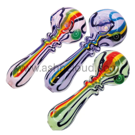 4 In - Rasta Slime Colors Glass Hand Pipe