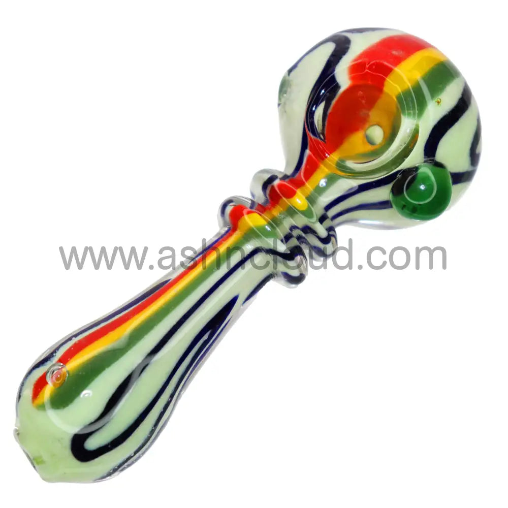 4 In - Rasta Slime Colors Glass Hand Pipe