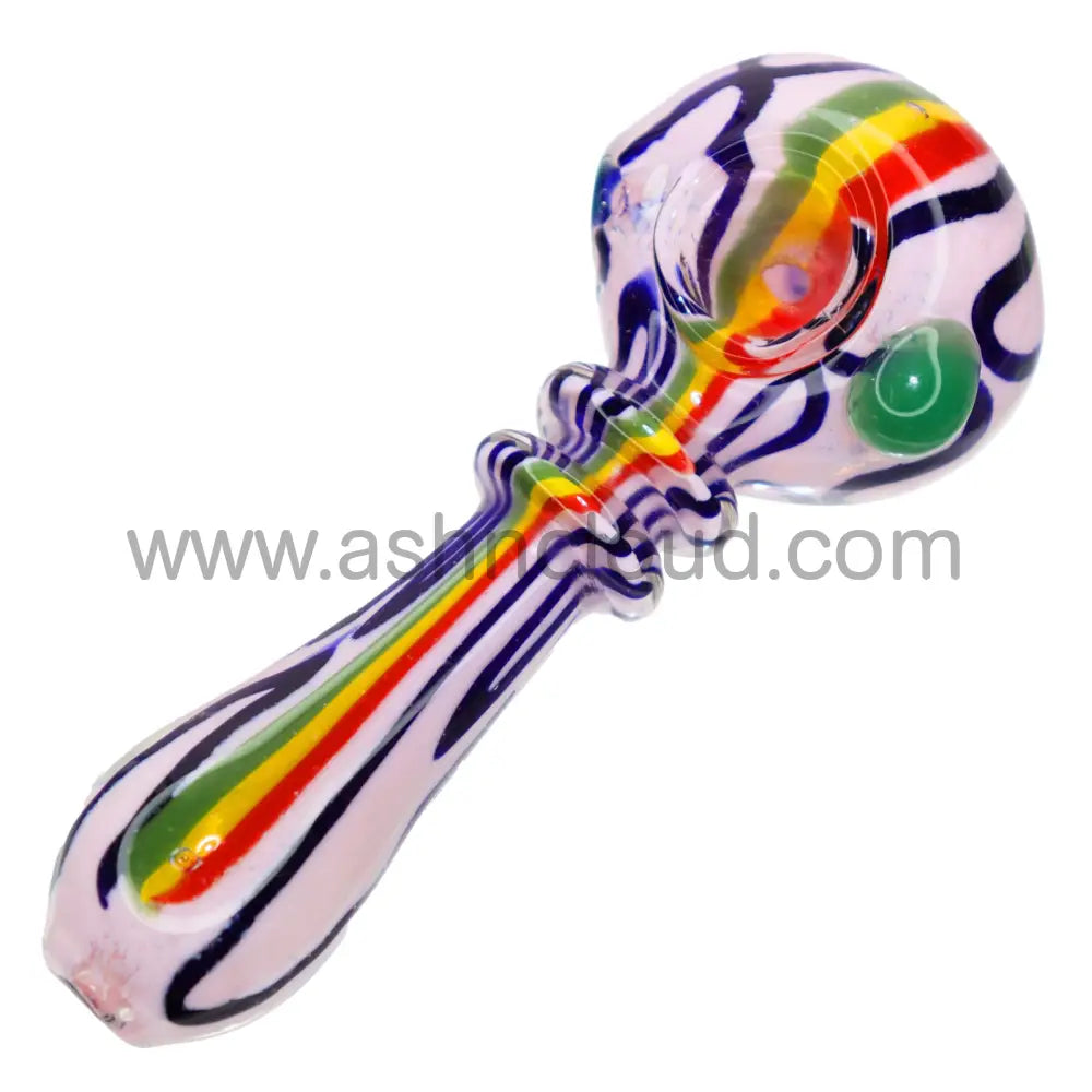 4 In - Rasta Slime Colors Glass Hand Pipe