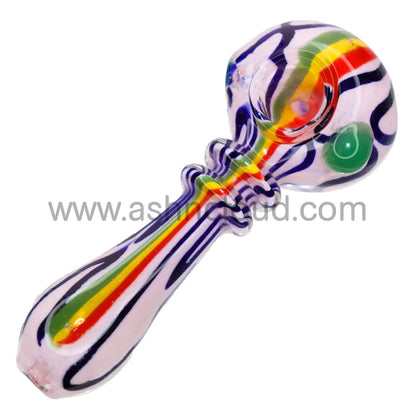 4 In - Rasta Slime Colors Glass Hand Pipe