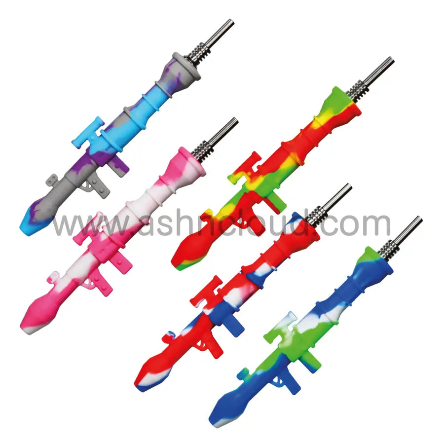 4 Inch Gun-Shaped Silicone Pipe, 10mm Nail
