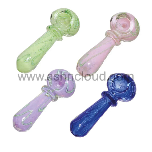 4 In - Slime Colors Lined Spoon Hand Pipe