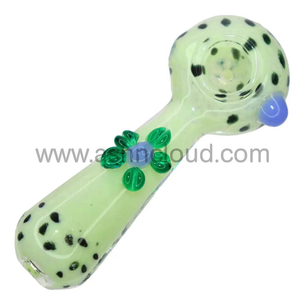 4 In - Slime Flower Doted Spoon Hand Pipe