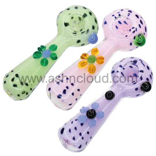 4 In - Slime Flower Doted Spoon Hand Pipe