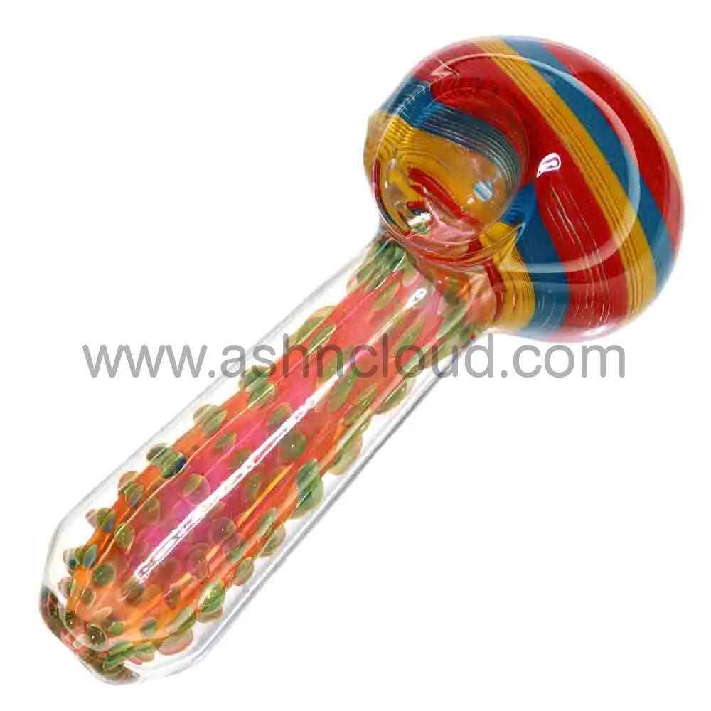 4 in - Snake Fumed Rasta Head Glass Spoon Pipe
