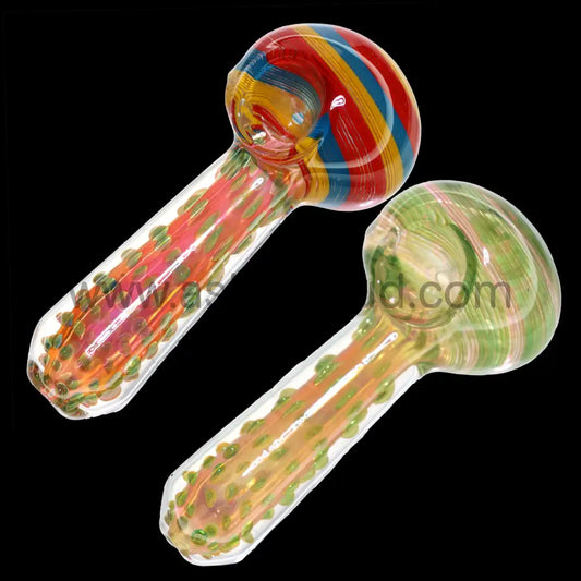 4 in - Snake Fumed Rasta Head Glass Spoon Pipe