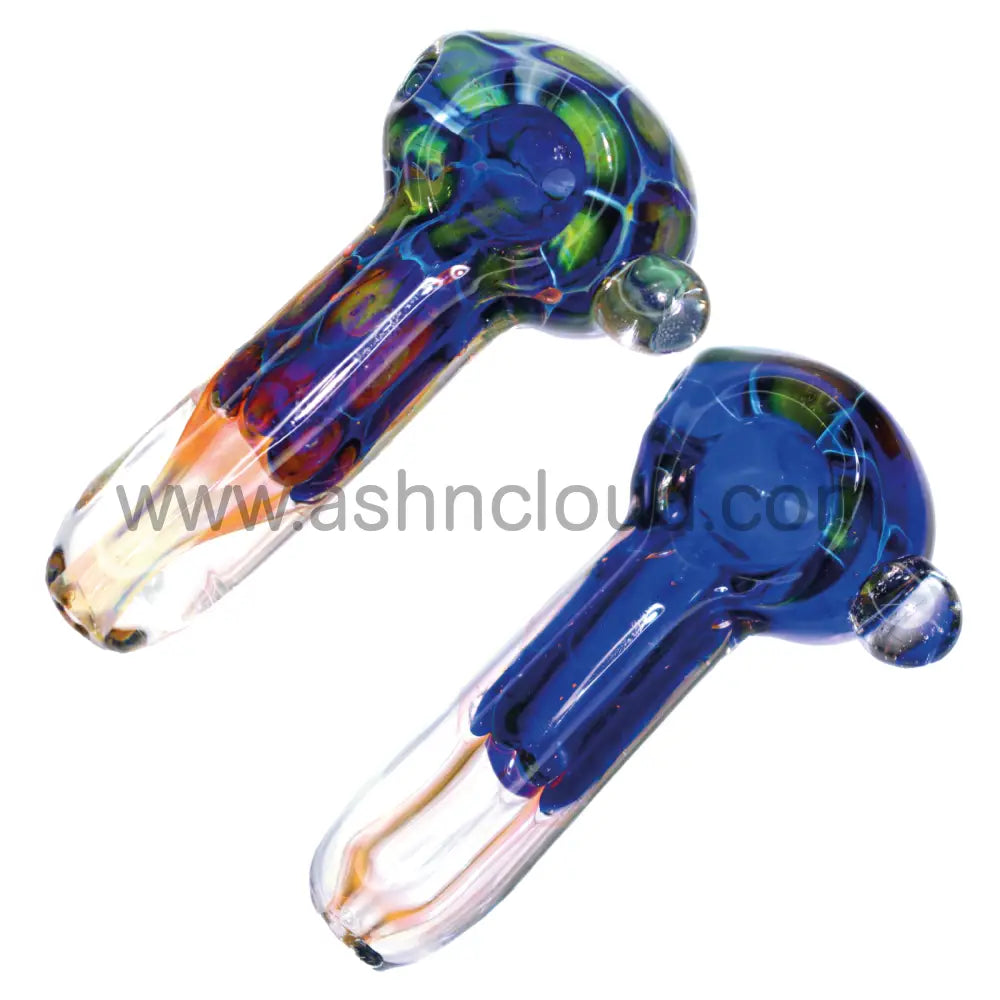 4 In - Snake Head Blue Clear Handle Fancy Hand Pipe Spoon