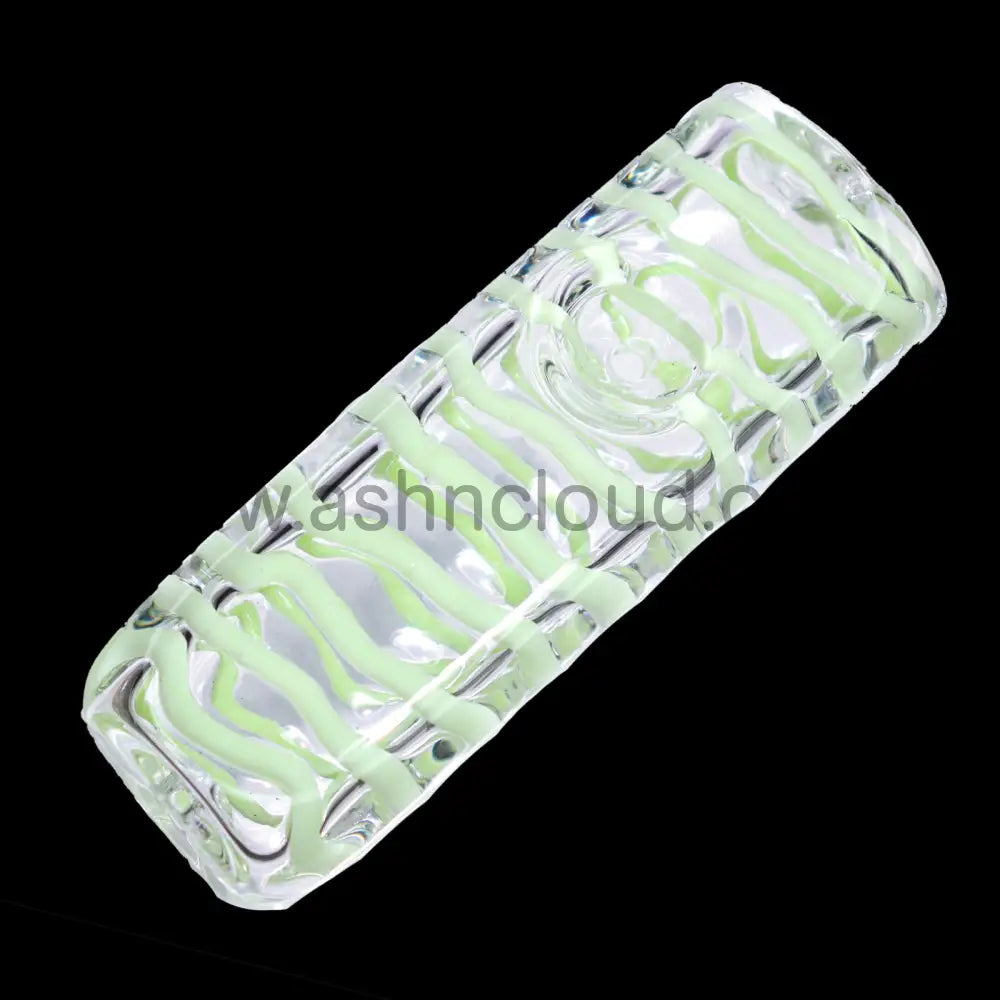 4 In - Straight Hand Pipe Twisted Multicolor Clear Body Spoon