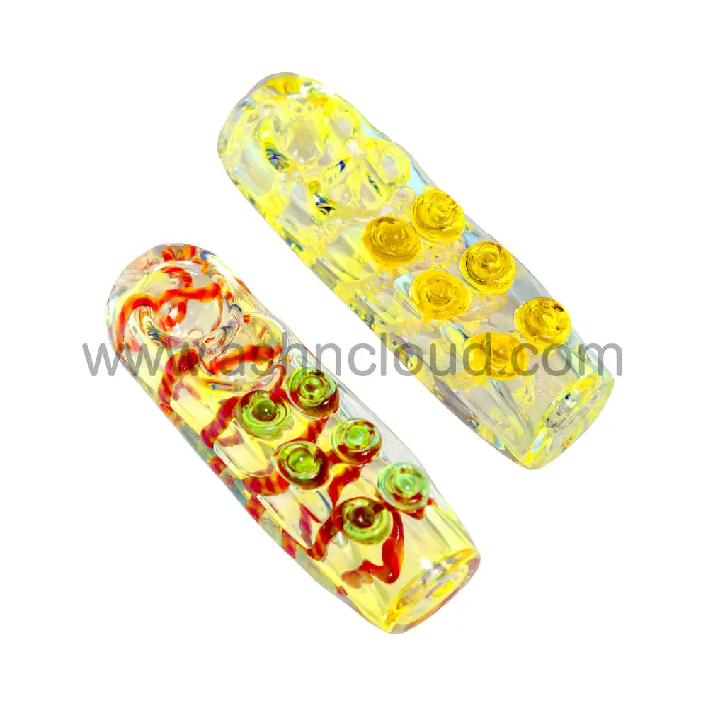 4 In - Straight Streaky Glass Hand Pipe Spoon