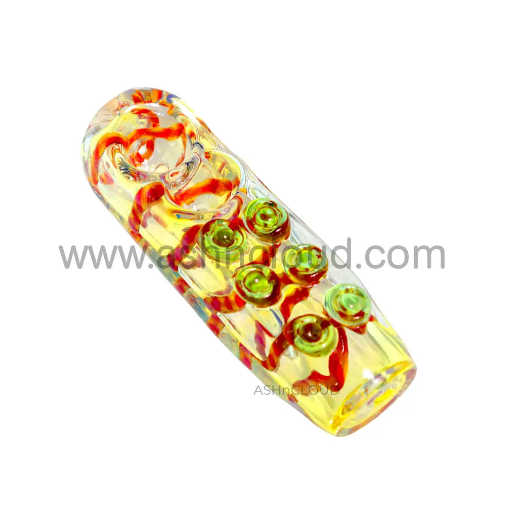 4 In - Straight Streaky Glass Hand Pipe Spoon
