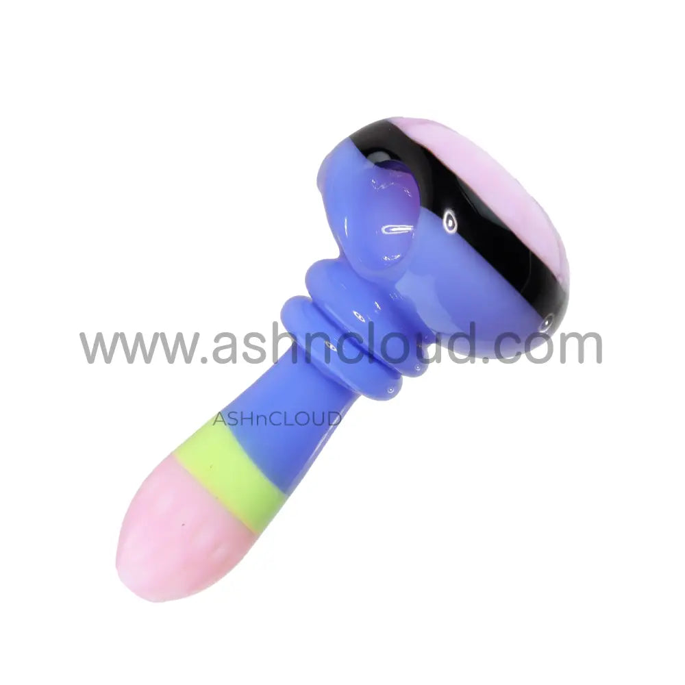 4 In - Streaky Multicolor Fancy Glass Hand Pipe Spoon