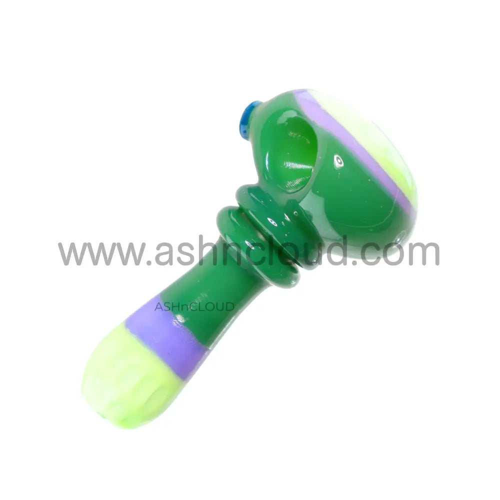 4 In - Streaky Multicolor Fancy Glass Hand Pipe Spoon