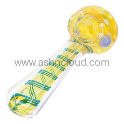 4 In - Streaky Multicolor Fumed Yellow Spoon Hand Pipe