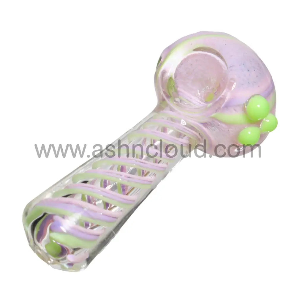 4 In - Streaky Rainbow Colors Hand Pipe Spoon