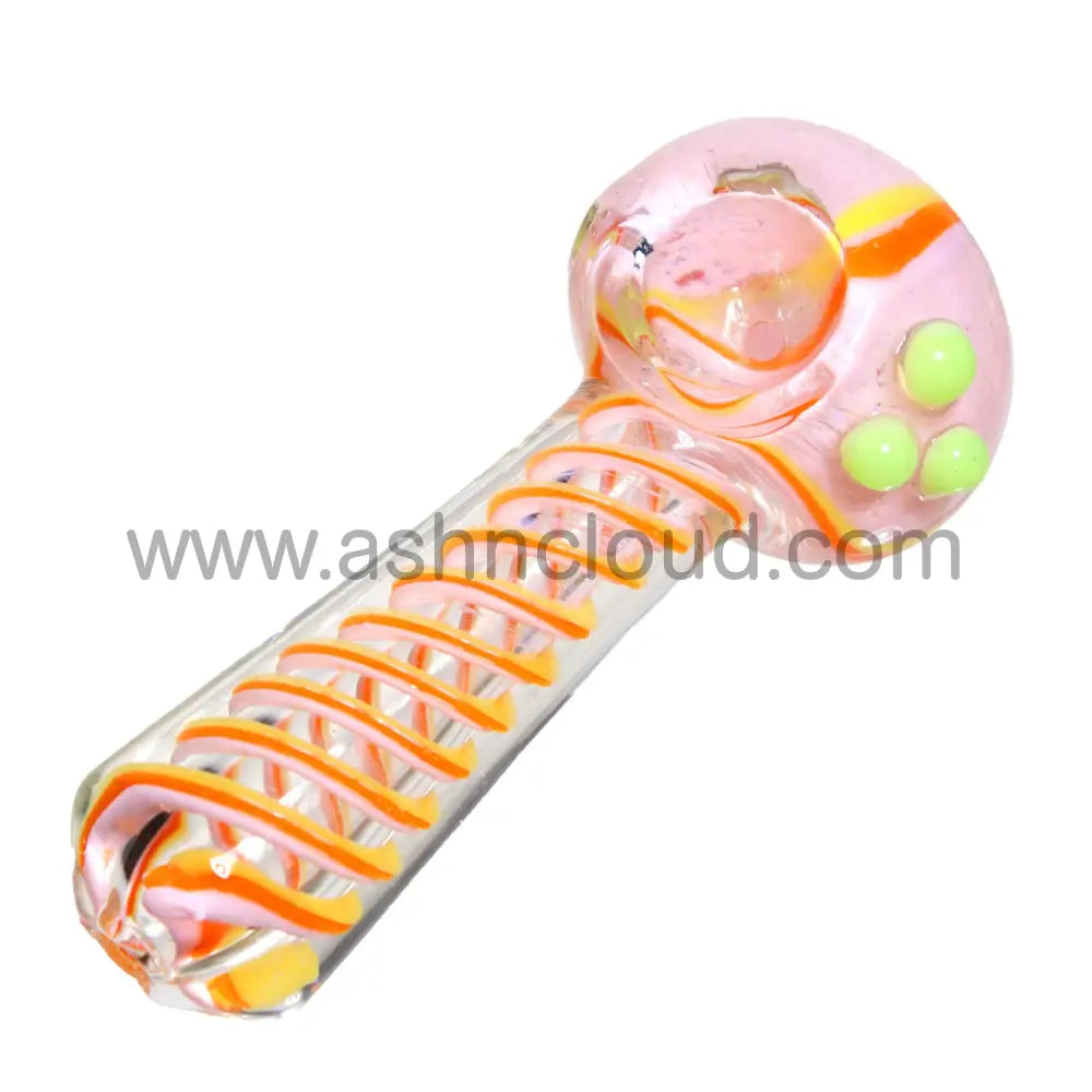 4 In - Streaky Rainbow Colors Hand Pipe Spoon