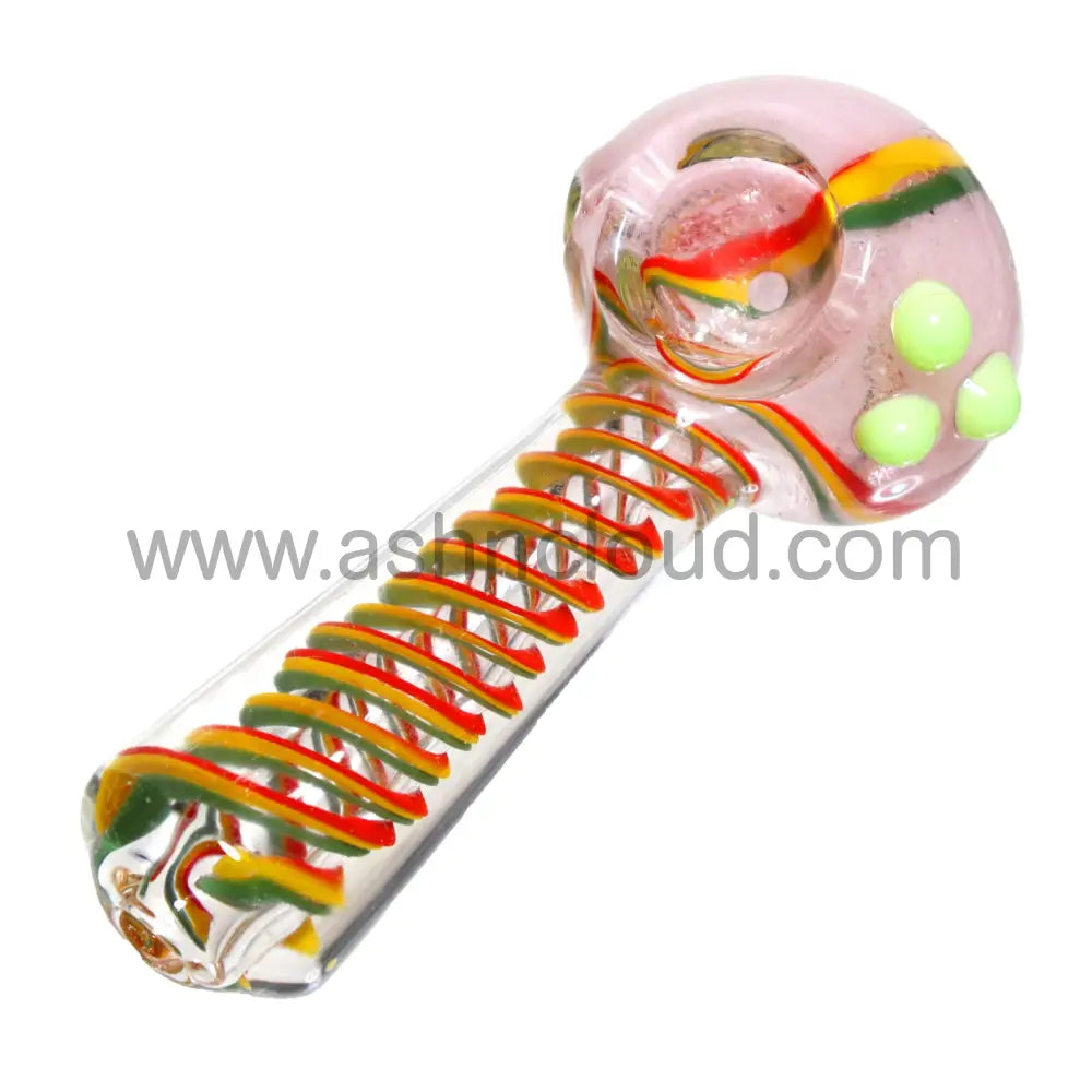 4 In - Streaky Rainbow Colors Hand Pipe Spoon