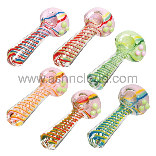 4 In - Streaky Rainbow Colors Hand Pipe Spoon