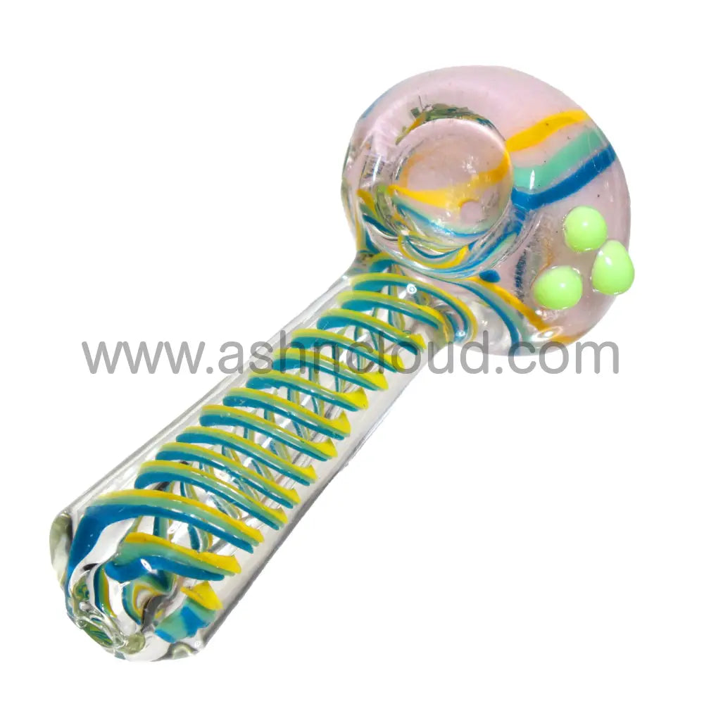4 In - Streaky Rainbow Colors Hand Pipe Spoon