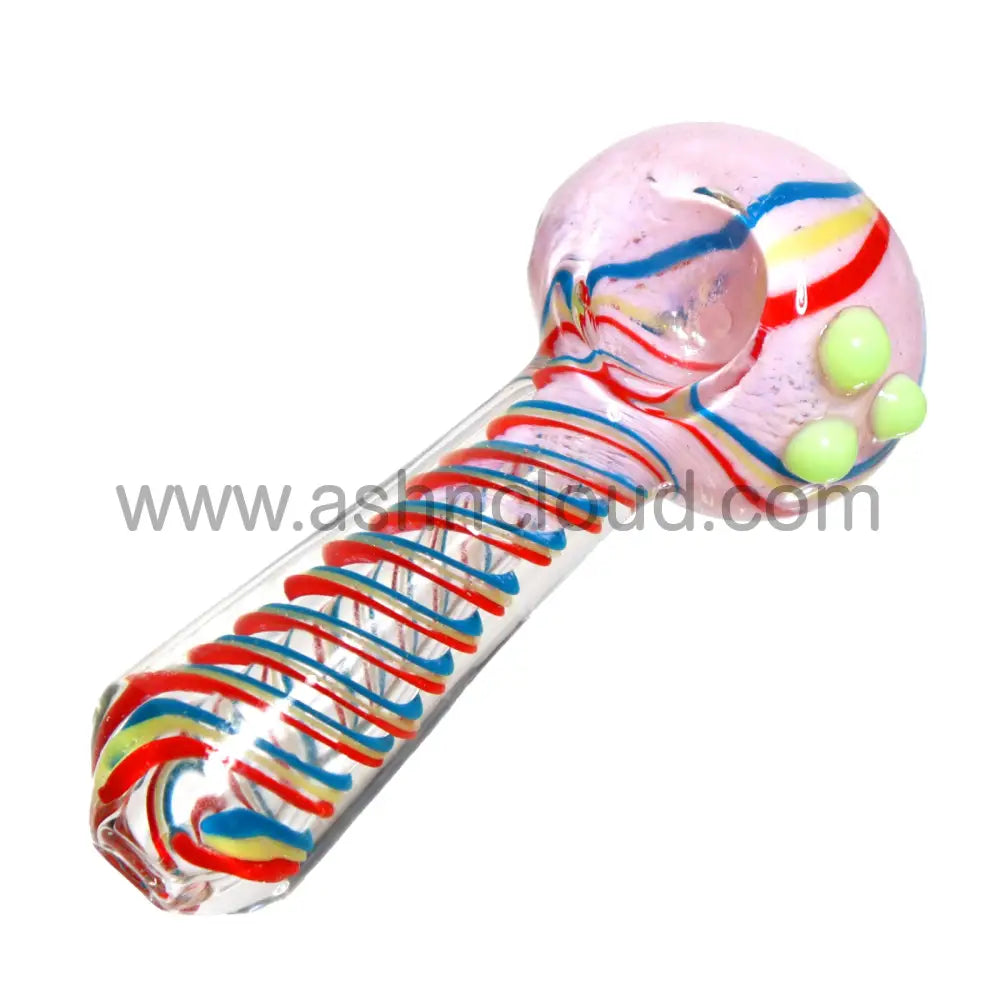 4 In - Streaky Rainbow Colors Hand Pipe Spoon