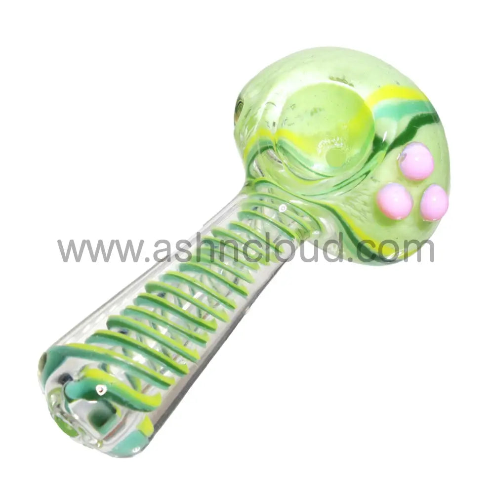 4 In - Streaky Rainbow Colors Hand Pipe Spoon
