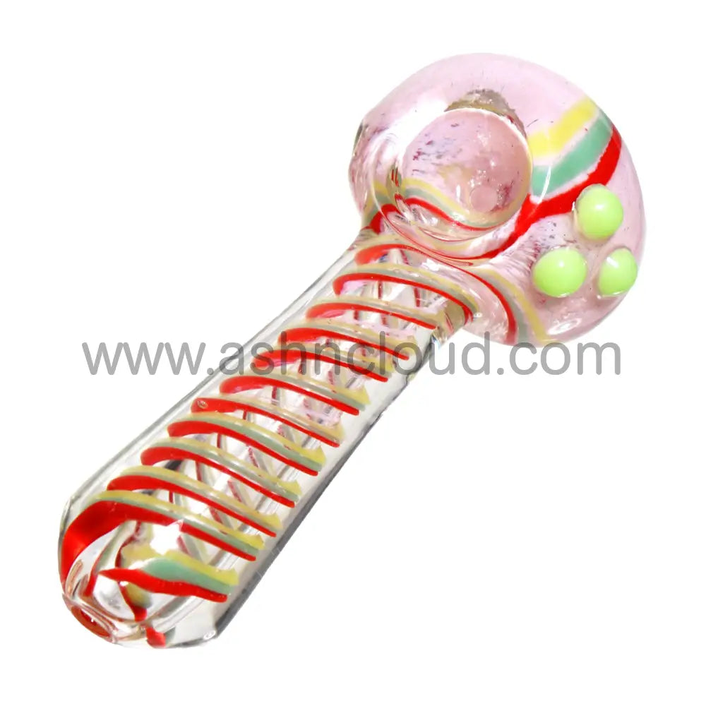 4 In - Streaky Rainbow Colors Hand Pipe Spoon