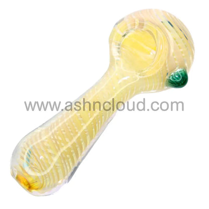 4 In - Streaky Yellow Glass Spoon Hand Pipe