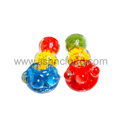 4 In - Triple Ball Hand Pipe Glass Spoon Multicolor
