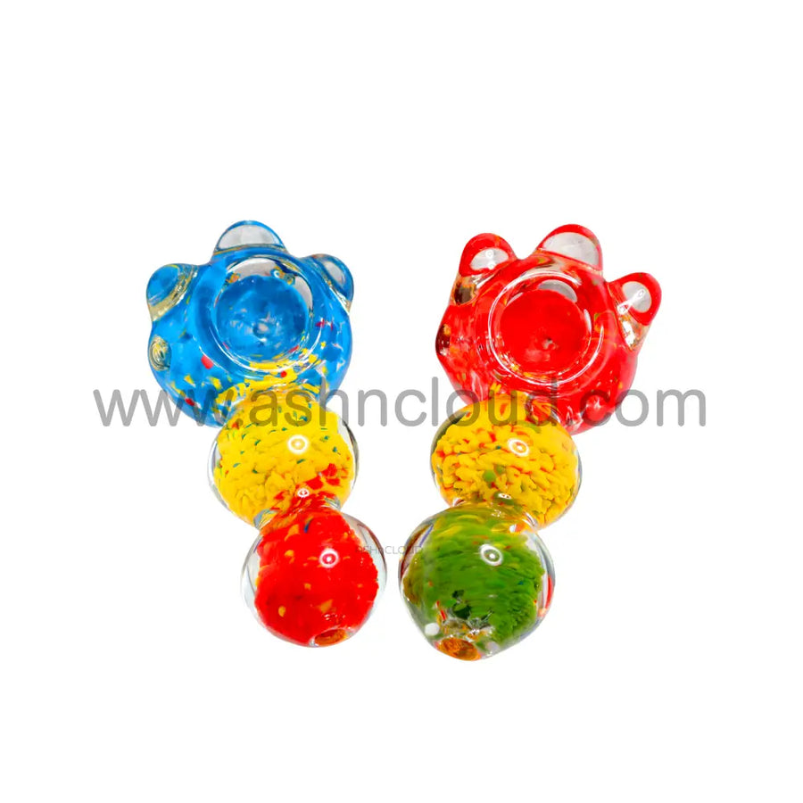4 Inch Triple Ball Multicolor Glass Spoon Pipe