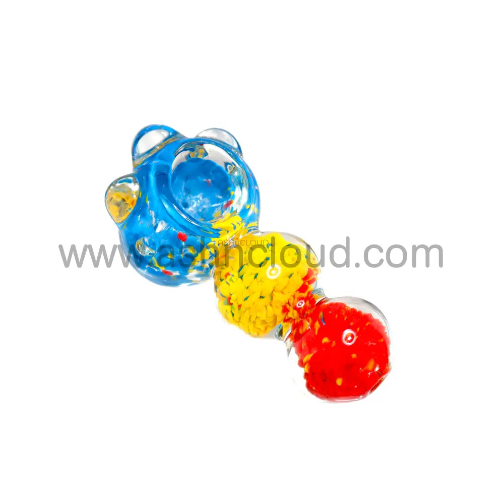 4 In - Triple Ball Hand Pipe Glass Spoon Multicolor