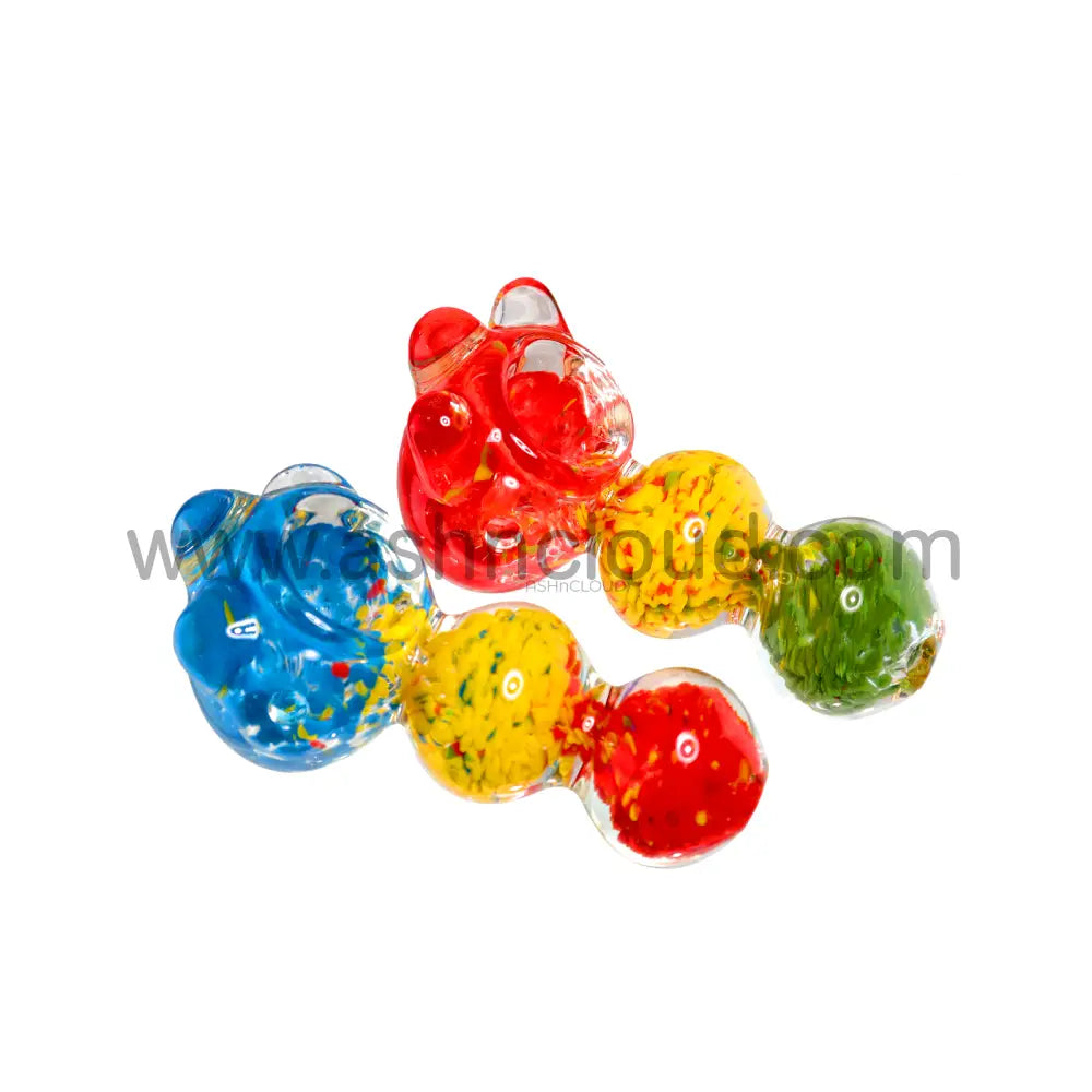 4 In - Triple Ball Hand Pipe Glass Spoon Multicolor