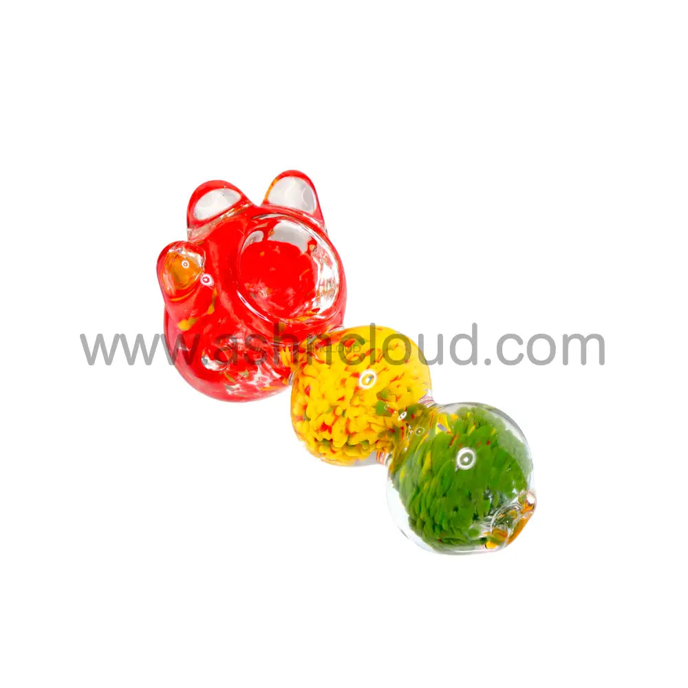 4 In - Triple Ball Hand Pipe Glass Spoon Multicolor