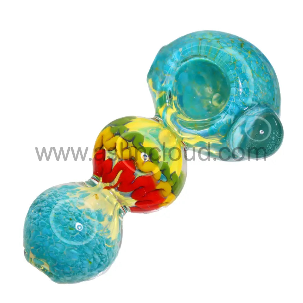 4 In - Triple Ball Rasta Style Multicolot Hand Pipe Spoon