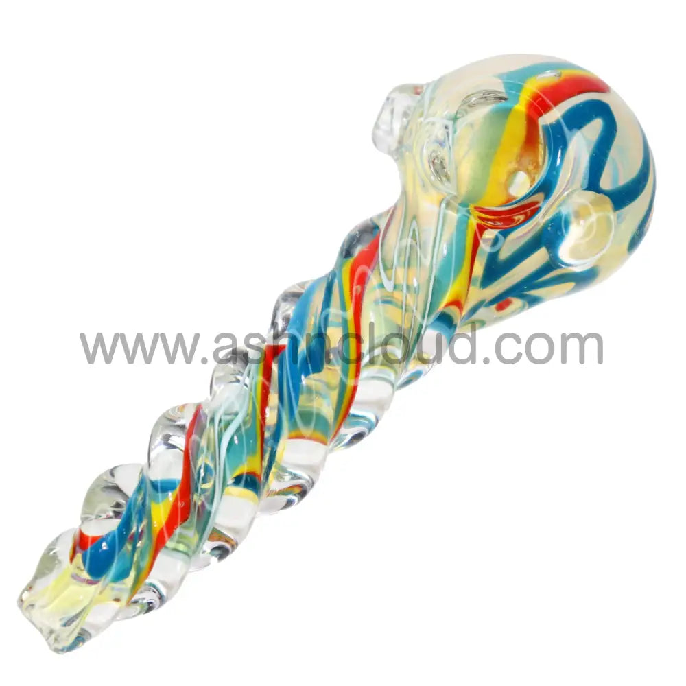 4 In - Twisted Handle Fancy Multicolors Glass Hand Pipe