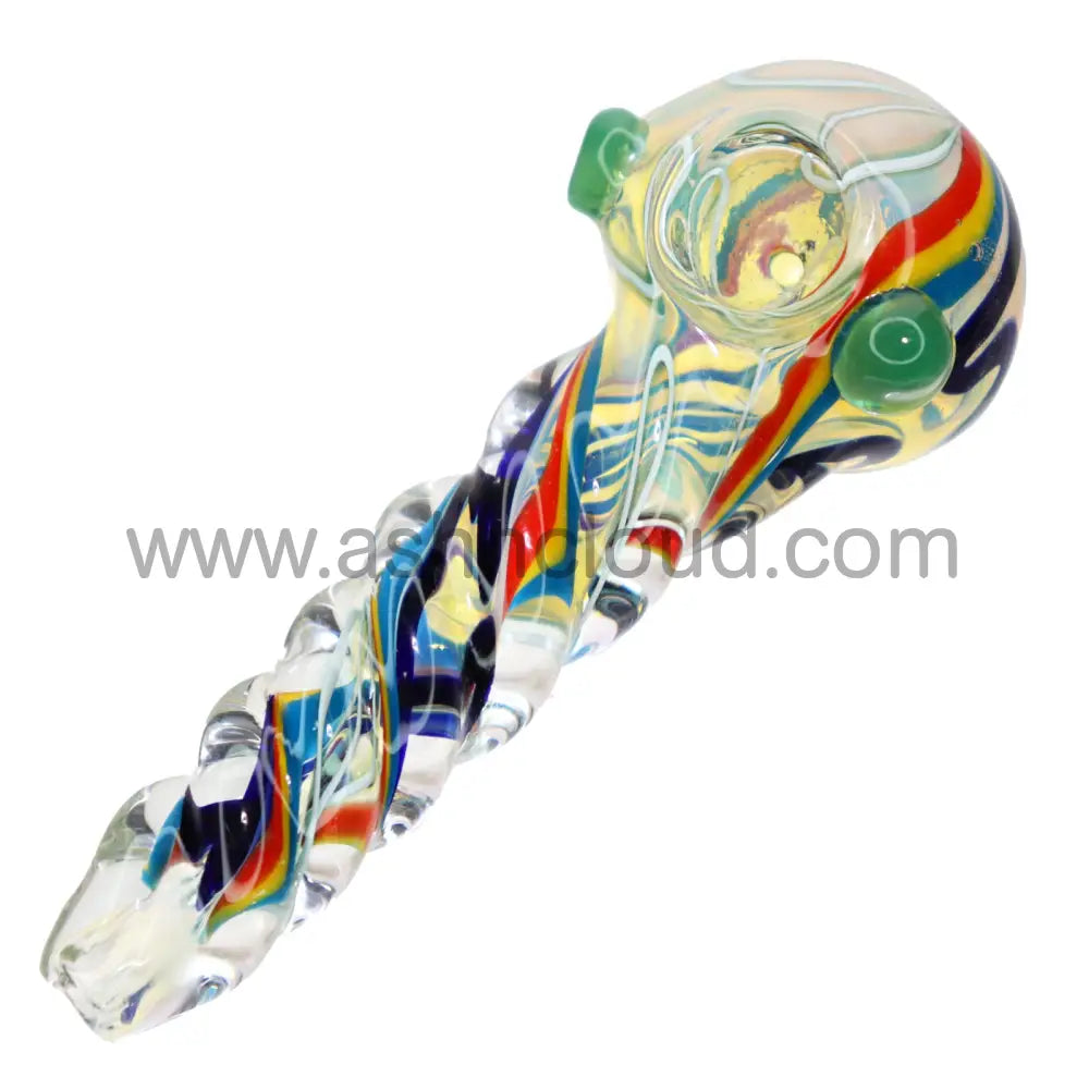 4 In - Twisted Handle Fancy Multicolors Glass Hand Pipe