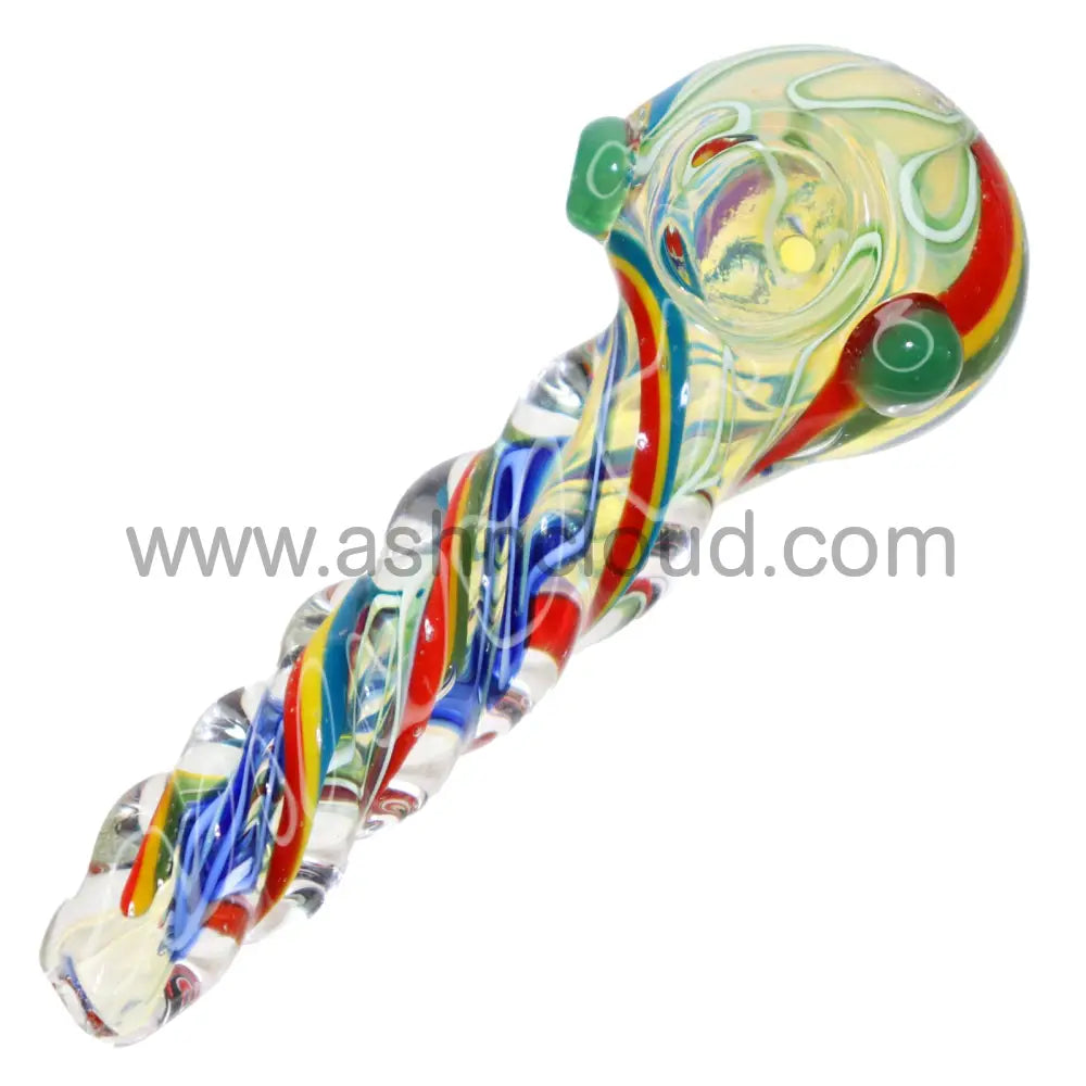 4 In - Twisted Handle Fancy Multicolors Glass Hand Pipe