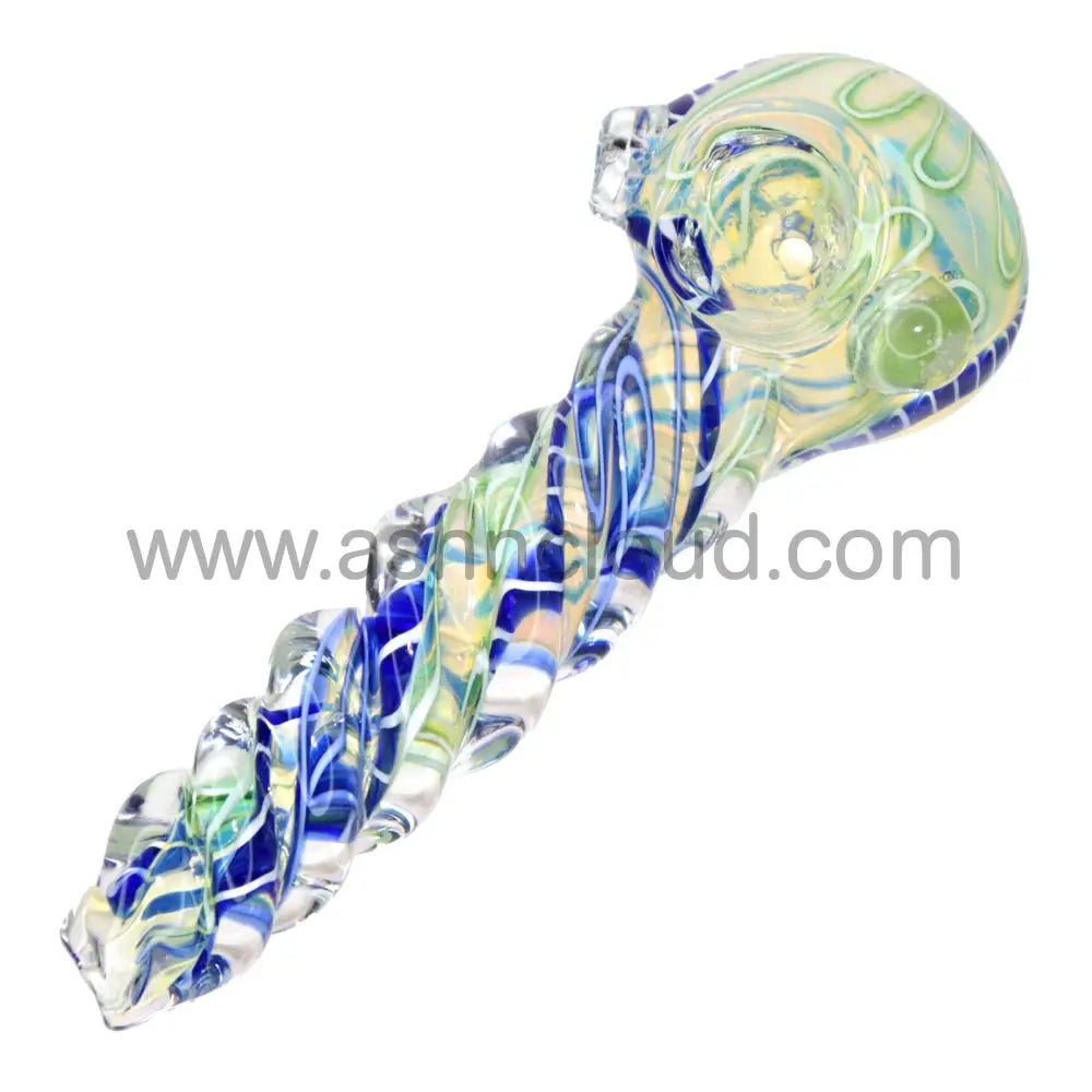 4 In - Twisted Handle Fancy Multicolors Glass Hand Pipe