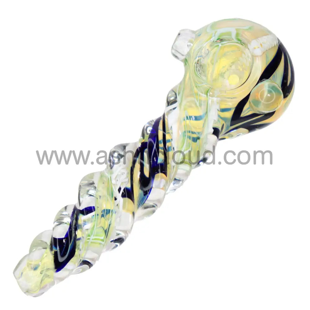 4 In - Twisted Handle Fancy Multicolors Glass Hand Pipe