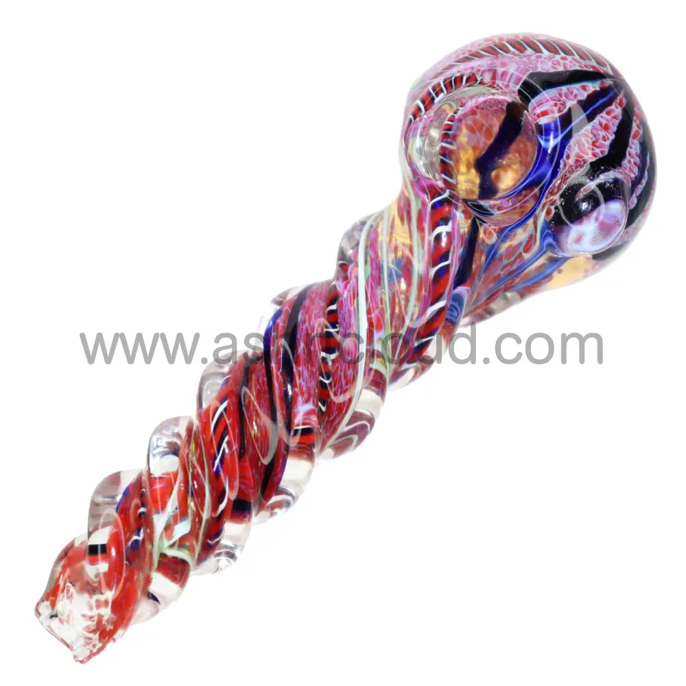 4 In - Twisted Handle Fancy Multicolors Glass Hand Pipe