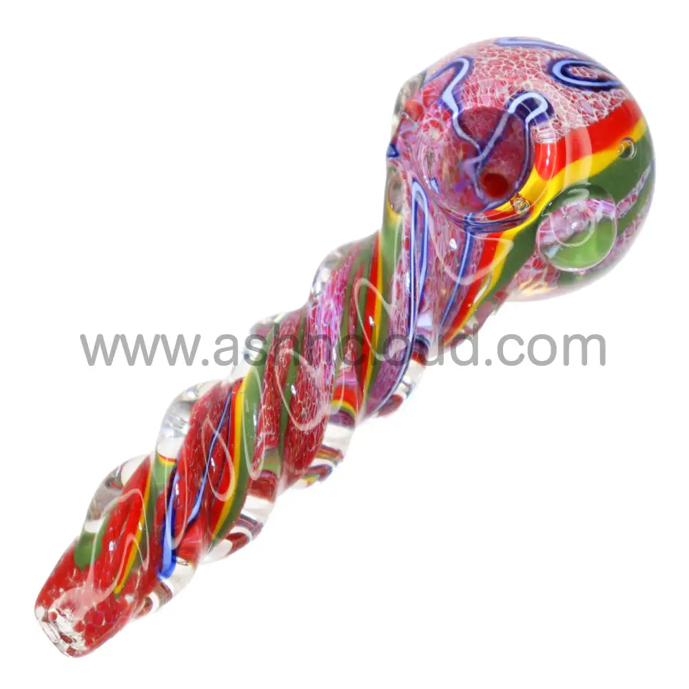 4 In - Twisted Handle Fancy Multicolors Glass Hand Pipe