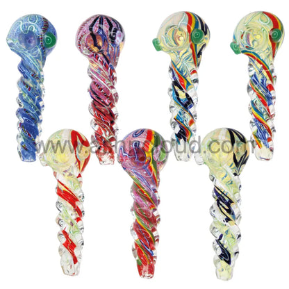 4 In - Twisted Handle Fancy Multicolors Glass Hand Pipe