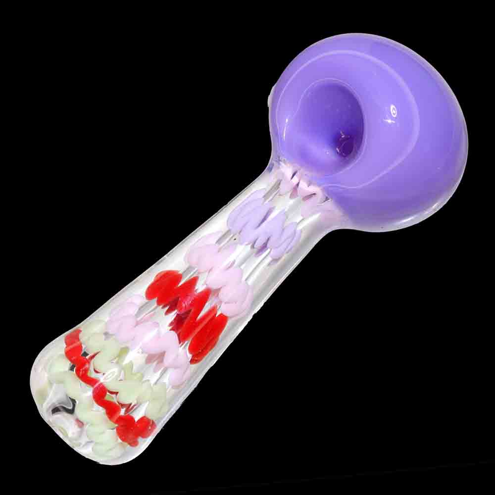 5" Slime Color Glass Hand Pipe with Textured Stem – Premium Spoon Pipe