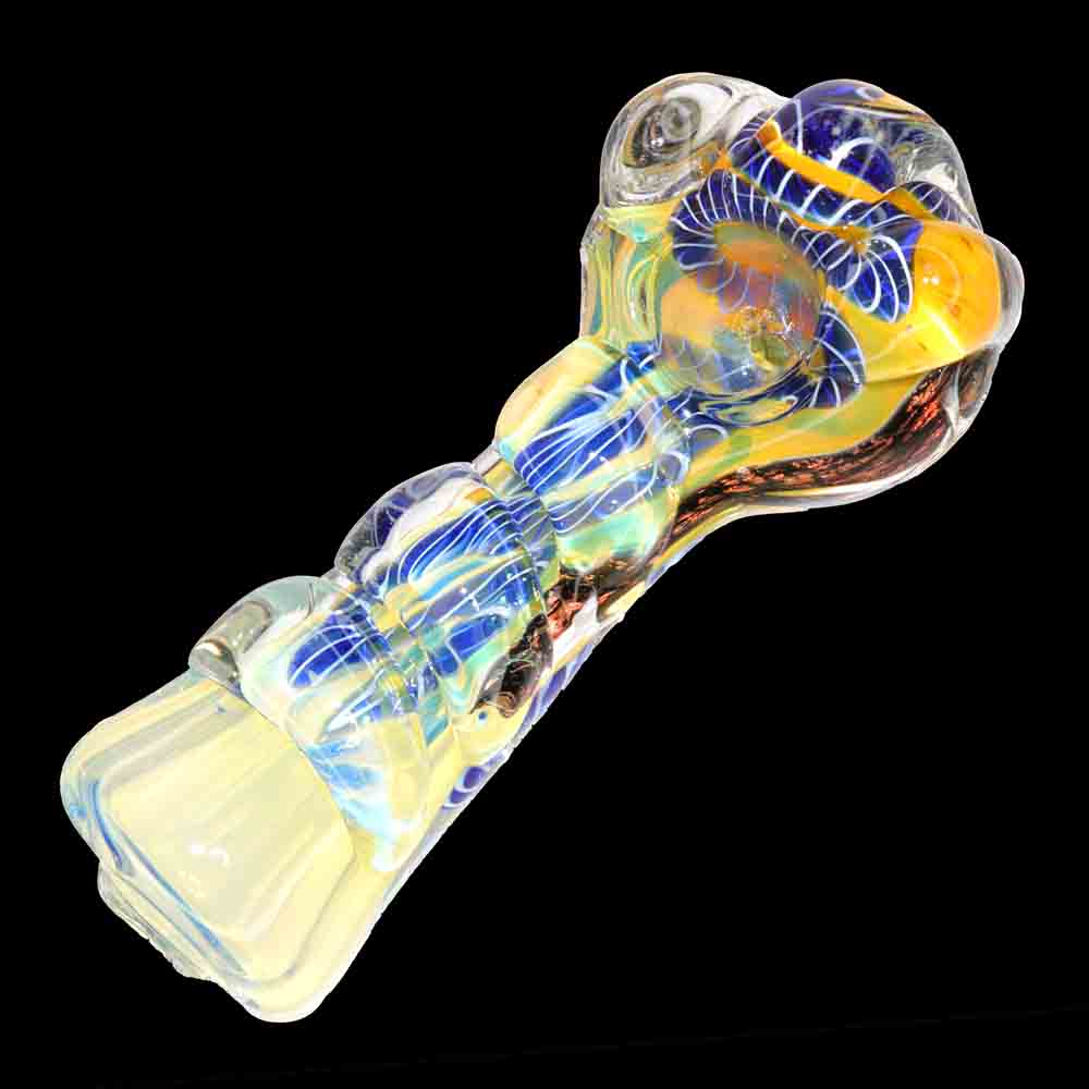 5" Sculpted Glass Hand Pipe – Thick Borosilicate Spoon Pipe with Multi-Layer Color