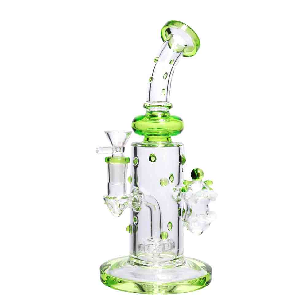 10 in - Monster Face Side Dots Glass Water Pipe Bong