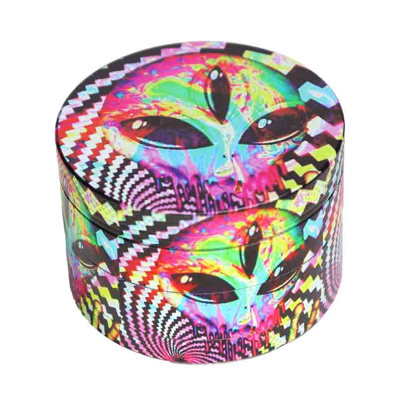 Premium Metal Herb Grinder Display (6-Pack) – 2.5" 63mm Alien & Psychedelic Collection