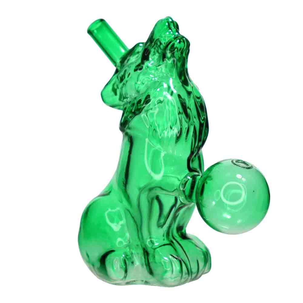 Howling Wolf Oil Burner Water Pipe – 4” Colored Glass Pipe for Smoke Shops (Assorted Colors)