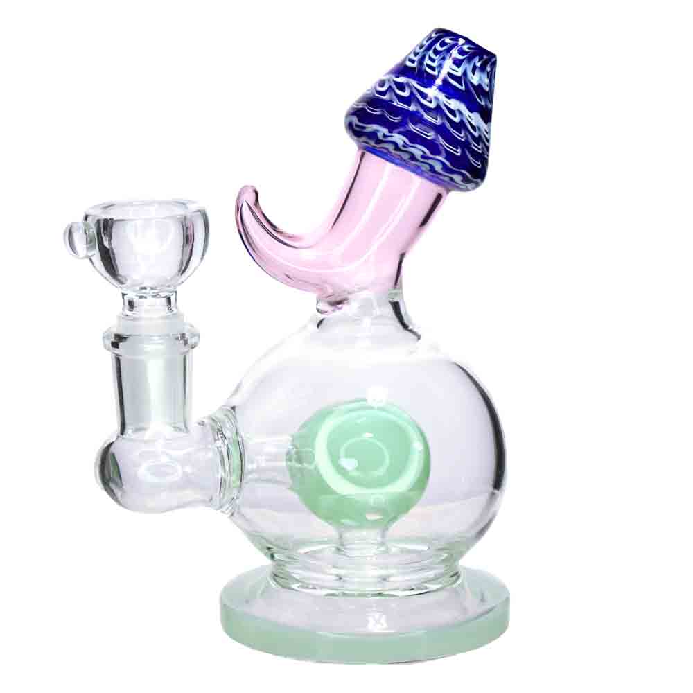 5” Mushroom Mouthpiece Mini Glass Bong – Unique Design for Smoke Shops (Assorted Colors)
