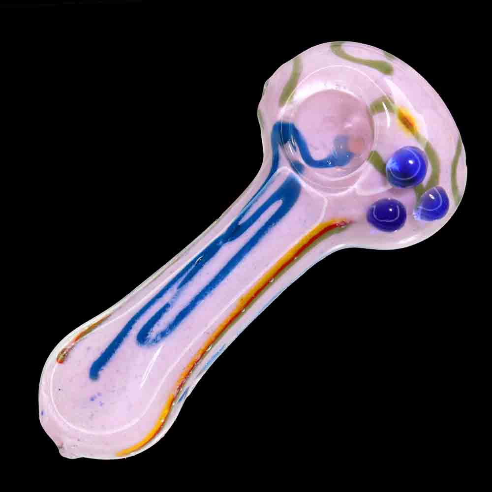 5" Handcrafted Glass Spoon Pipe – Pastel Swirl Design with Dot Accents
