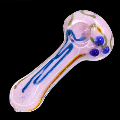 5" Handcrafted Glass Spoon Pipe – Pastel Swirl Design with Dot Accents