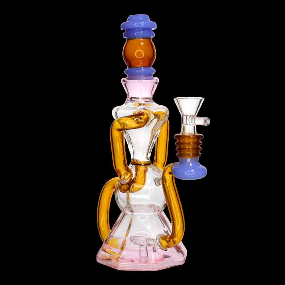 9" Artistic Recycler Glass Water Pipe | Colorful & Durable Wholesale Smoke Shop