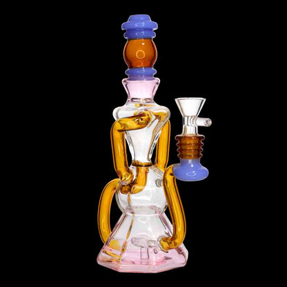 9" Artistic Recycler Glass Water Pipe | Colorful & Durable Wholesale Smoke Shop